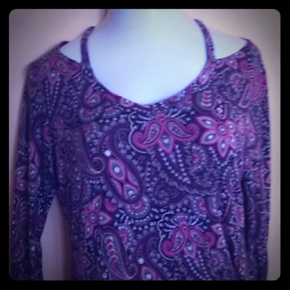 Ultra Flirt long cold shoulder purple punk black